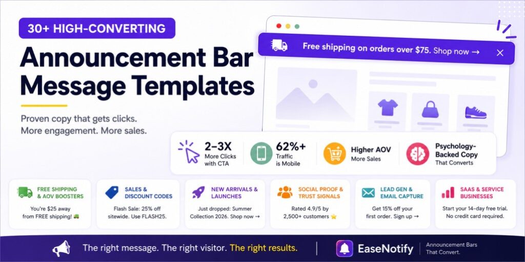 announcement bar messages infograph