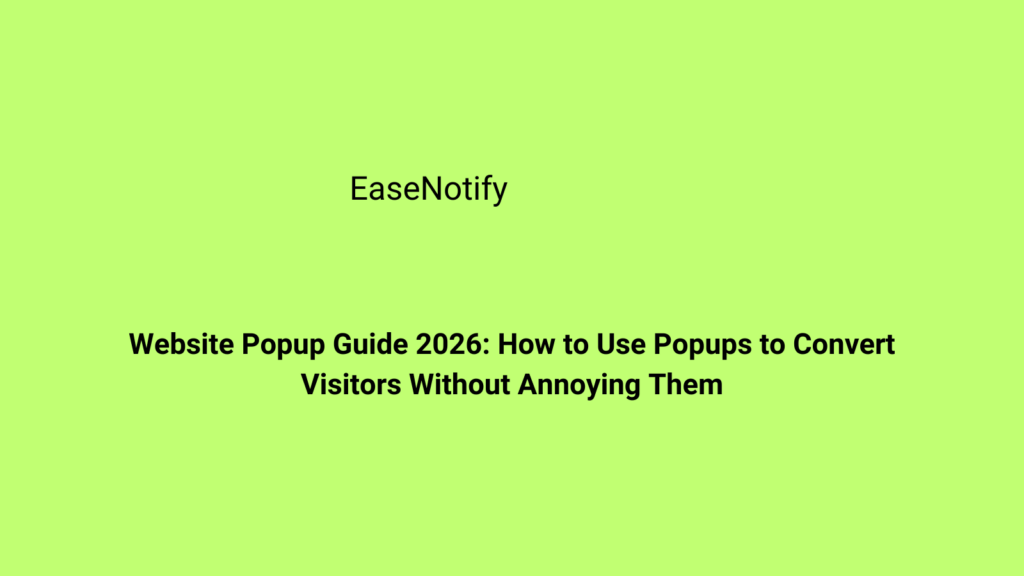 Website Popup Guide 2026