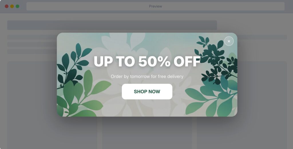 Example of a high converting spring sales website banner on a mobile device.