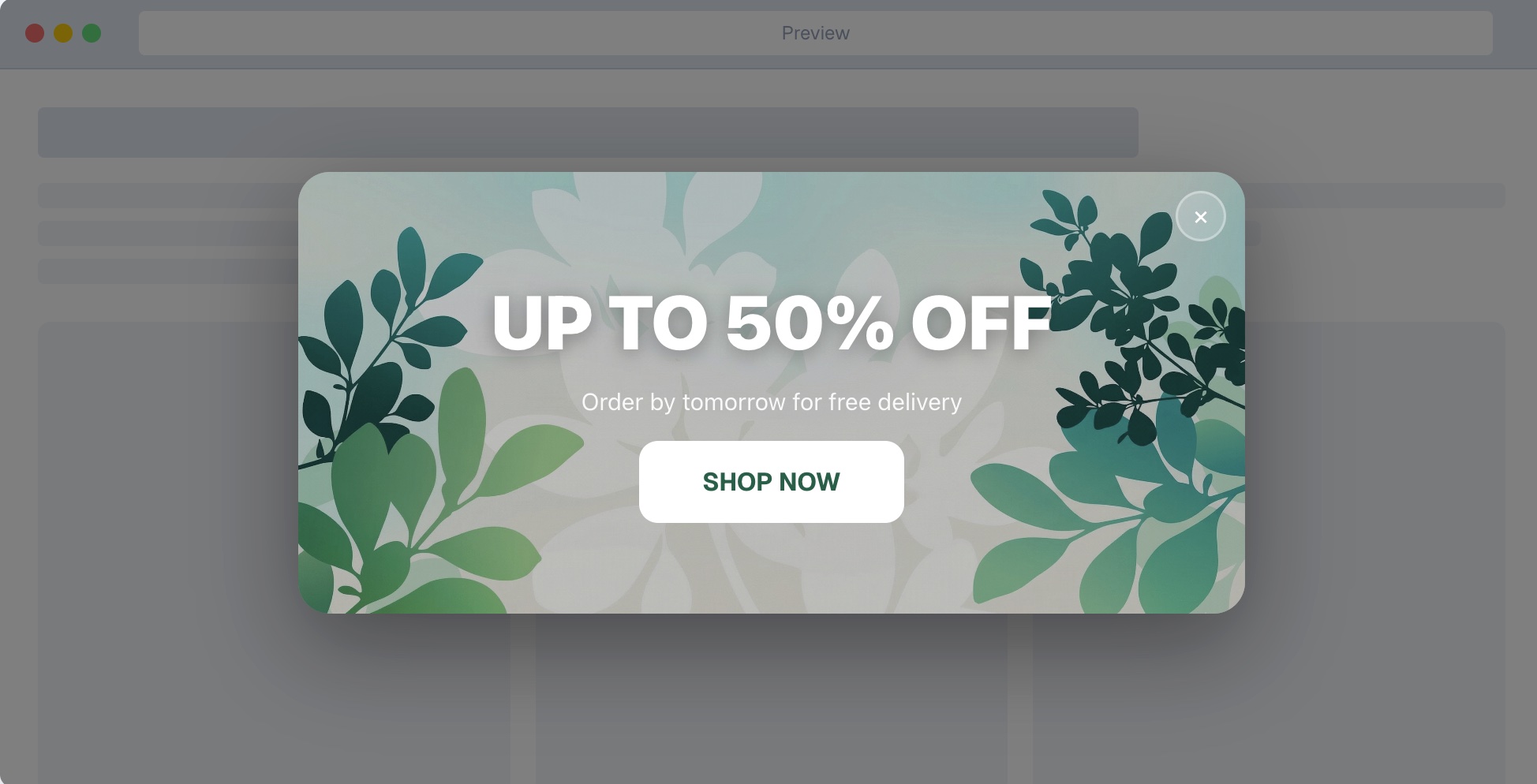 Example of a high converting spring sales website banner on a mobile device.