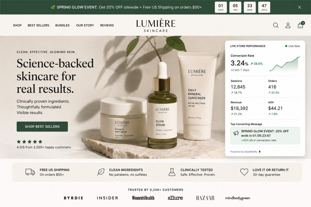 increase shopify conversion rate with urgency campaigns on a DTC brand store