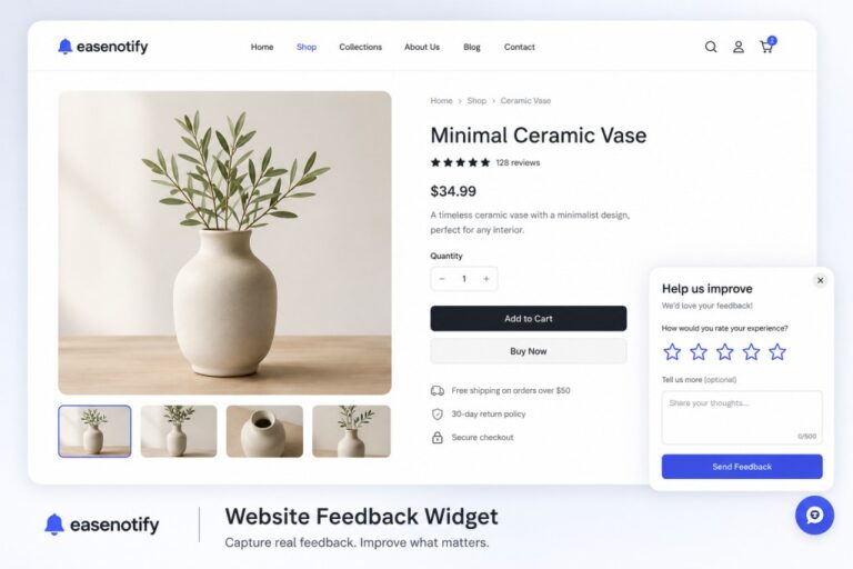 website feedback widget displayed in the bottom-right corner of a web page