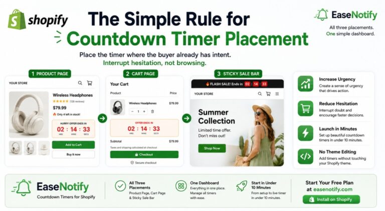 Shopify countdown timer on product page showing limited time offer near Add to Cart button