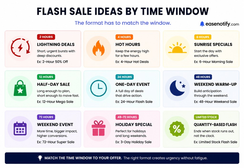 Flash sale ideas matched to time windows for ecommerce