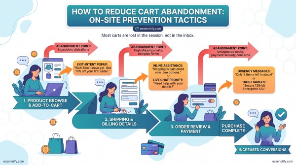 How to reduce cart abandonment with on-site prevention tactics